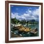 Rowing Boats Along Lake Shore, Talloires, Lake Annecy, Rhone Alpes, France, Europe-Stuart Black-Framed Photographic Print