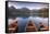 Rowing Boats and Mountains Beneath a Twilight Sky, Strbske Pleso Lake in the High Tatras, Slovakia-Adam Burton-Framed Stretched Canvas