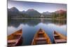 Rowing Boats and Mountains Beneath a Twilight Sky, Strbske Pleso Lake in the High Tatras, Slovakia-Adam Burton-Mounted Photographic Print