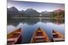 Rowing Boats and Mountains Beneath a Twilight Sky, Strbske Pleso Lake in the High Tatras, Slovakia-Adam Burton-Mounted Photographic Print