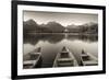 Rowing Boats and Mountains Beneath a Twilight Sky, Strbske Pleso Lake in the High Tatras, Slovakia-Adam Burton-Framed Photographic Print