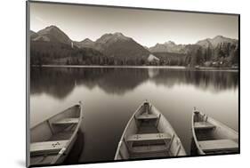 Rowing Boats and Mountains Beneath a Twilight Sky, Strbske Pleso Lake in the High Tatras, Slovakia-Adam Burton-Mounted Photographic Print