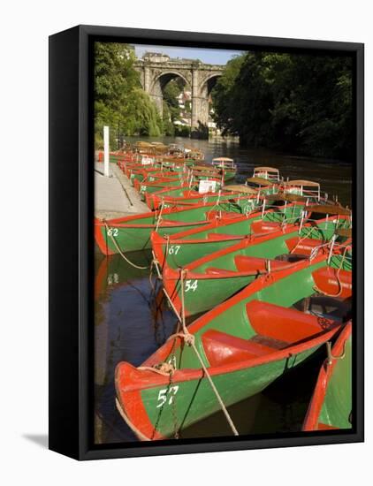 Rowing Boats for Hire on the River Nidd at Knaresborough, Yorkshire, England, United Kingdom-Rob Cousins-Framed Stretched Canvas