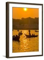 Rowing Boats in the Busy Harbor of Dhaka in the Setting Sun, Bangladesh, Asia-Michael Runkel-Framed Photographic Print