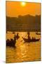 Rowing Boats in the Busy Harbor of Dhaka in the Setting Sun, Bangladesh, Asia-Michael Runkel-Mounted Photographic Print