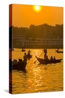 Rowing Boats in the Busy Harbor of Dhaka in the Setting Sun, Bangladesh, Asia-Michael Runkel-Stretched Canvas