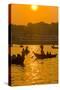 Rowing Boats in the Busy Harbor of Dhaka in the Setting Sun, Bangladesh, Asia-Michael Runkel-Stretched Canvas