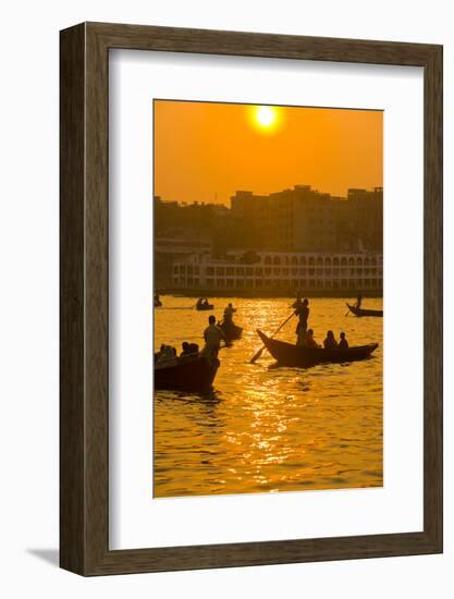 Rowing Boats in the Busy Harbor of Dhaka in the Setting Sun, Bangladesh, Asia-Michael Runkel-Framed Photographic Print