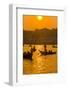 Rowing Boats in the Busy Harbor of Dhaka in the Setting Sun, Bangladesh, Asia-Michael Runkel-Framed Photographic Print