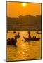 Rowing Boats in the Busy Harbor of Dhaka in the Setting Sun, Bangladesh, Asia-Michael Runkel-Mounted Photographic Print