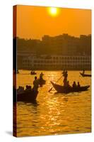 Rowing Boats in the Busy Harbor of Dhaka in the Setting Sun, Bangladesh, Asia-Michael Runkel-Stretched Canvas