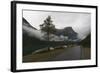 Rowing Boats, Lake, Mountains and Low Cloud, Lovatnet Lake, Norway, Scandinavia, Europe-Eleanor-Framed Photographic Print