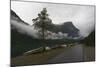 Rowing Boats, Lake, Mountains and Low Cloud, Lovatnet Lake, Norway, Scandinavia, Europe-Eleanor-Mounted Photographic Print