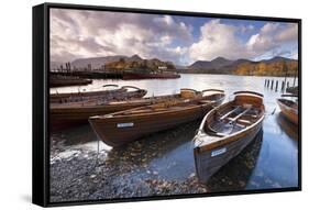 Rowing Boats on Derwent Water at Keswick, Lake District, Cumbria, England. Autumn-Adam Burton-Framed Stretched Canvas