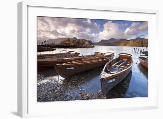 Rowing Boats on Derwent Water at Keswick, Lake District, Cumbria, England. Autumn-Adam Burton-Framed Photographic Print