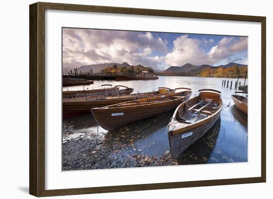 Rowing Boats on Derwent Water at Keswick, Lake District, Cumbria, England. Autumn-Adam Burton-Framed Photographic Print