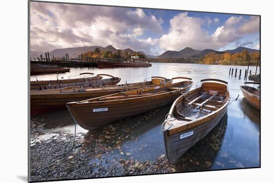 Rowing Boats on Derwent Water at Keswick, Lake District, Cumbria, England. Autumn-Adam Burton-Mounted Photographic Print