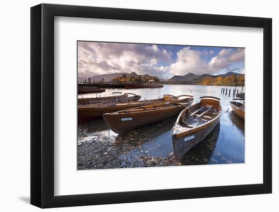 Rowing Boats on Derwent Water at Keswick, Lake District, Cumbria, England. Autumn-Adam Burton-Framed Photographic Print