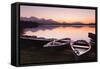 Rowing Boats on Hopfensee Lake at Sunset-Markus Lange-Framed Stretched Canvas