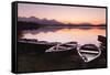 Rowing Boats on Hopfensee Lake at Sunset-Markus Lange-Framed Stretched Canvas