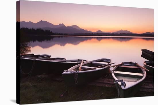 Rowing Boats on Hopfensee Lake at Sunset-Markus Lange-Stretched Canvas