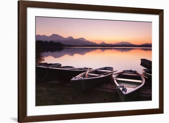 Rowing Boats on Hopfensee Lake at Sunset-Markus Lange-Framed Photographic Print