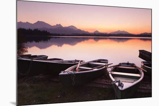 Rowing Boats on Hopfensee Lake at Sunset-Markus Lange-Mounted Photographic Print