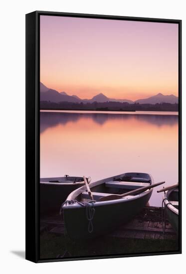 Rowing Boats on Hopfensee Lake at Sunset-Markus-Framed Stretched Canvas