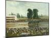 Rowing Scene: Crowds Watching from the River Banks, C. 1880-99-E. Levy-Mounted Art Print