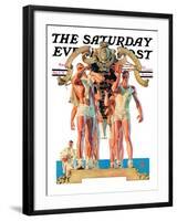 "Rowing Team," Saturday Evening Post Cover, August 6, 1932-Joseph Christian Leyendecker-Framed Premium Giclee Print