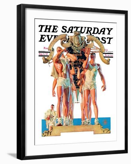 "Rowing Team," Saturday Evening Post Cover, August 6, 1932-Joseph Christian Leyendecker-Framed Premium Giclee Print