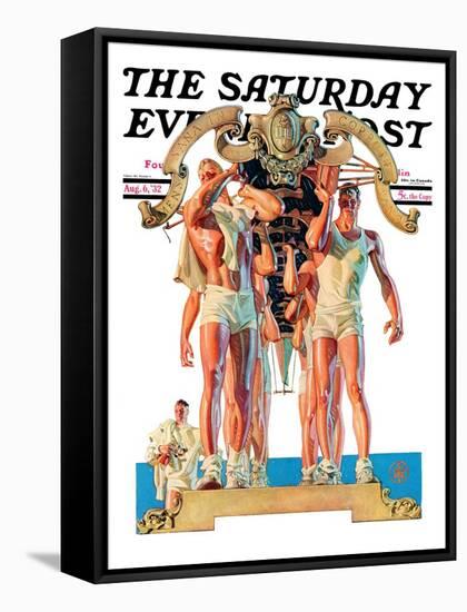 "Rowing Team," Saturday Evening Post Cover, August 6, 1932-Joseph Christian Leyendecker-Framed Stretched Canvas