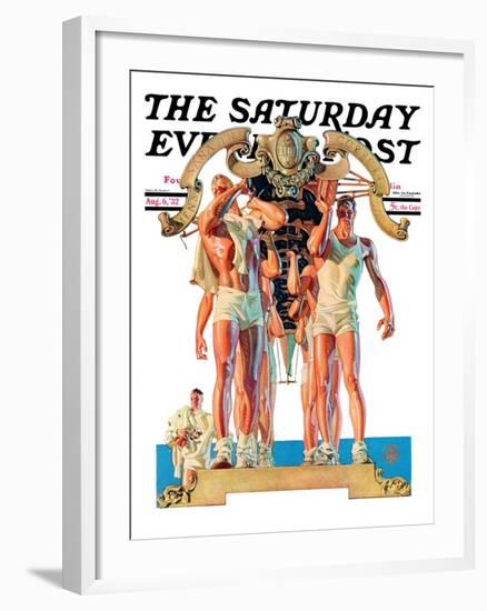 "Rowing Team," Saturday Evening Post Cover, August 6, 1932-Joseph Christian Leyendecker-Framed Giclee Print