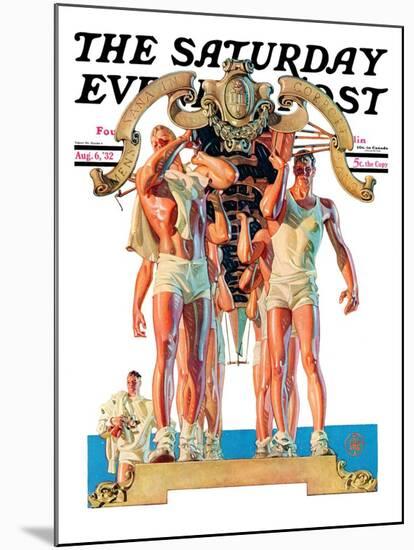 "Rowing Team," Saturday Evening Post Cover, August 6, 1932-Joseph Christian Leyendecker-Mounted Giclee Print