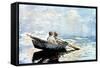 Rowing the Boat, 1880-Winslow Homer-Framed Stretched Canvas