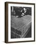 Rows of 15 cm Shells on Table Where Worker Uses Hammer and Stamping Tool at Skoda Munitions Factory-Margaret Bourke-White-Framed Photographic Print