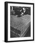 Rows of 15 cm Shells on Table Where Worker Uses Hammer and Stamping Tool at Skoda Munitions Factory-Margaret Bourke-White-Framed Photographic Print