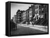 Rows of Brownstone Apartment Buildings, Some with Striped Awnings, on 88th St. Near Amsterdam Ave-Wallace G^ Levison-Framed Stretched Canvas