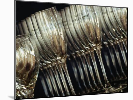 Rows of Champagne Flutes and Wine Glasses in Bar Melbourne, Victoria, Australia-John Hay-Mounted Premium Photographic Print