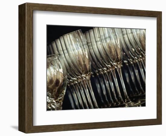 Rows of Champagne Flutes and Wine Glasses in Bar Melbourne, Victoria, Australia-John Hay-Framed Photographic Print