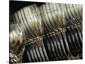 Rows of Champagne Flutes and Wine Glasses in Bar Melbourne, Victoria, Australia-John Hay-Stretched Canvas