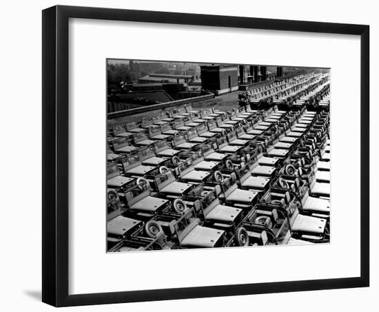 Rows of Finished Jeeps Churned Out in Mass Production for War Effort as WWII Allies-Dmitri Kessel-Framed Premium Photographic Print