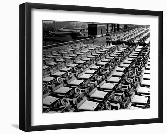 Rows of Finished Jeeps Churned Out in Mass Production for War Effort as WWII Allies-Dmitri Kessel-Framed Premium Photographic Print