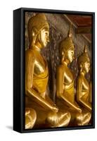 Rows of Gold Buddha Statues, Wat Suthat Temple, Bangkok, Thailand, Southeast Asia, Asia-Stephen Studd-Framed Stretched Canvas