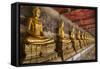 Rows of Gold Buddha Statues, Wat Suthat Temple, Bangkok, Thailand, Southeast Asia, Asia-Stephen Studd-Framed Stretched Canvas