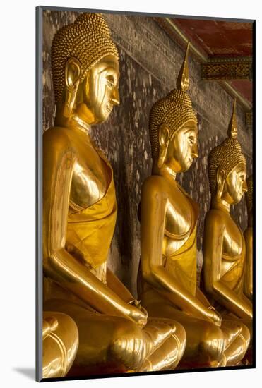 Rows of Gold Buddha Statues, Wat Suthat Temple, Bangkok, Thailand, Southeast Asia, Asia-Stephen Studd-Mounted Photographic Print