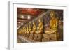 Rows of Gold Buddha Statues, Wat Suthat Temple, Bangkok, Thailand, Southeast Asia, Asia-Stephen Studd-Framed Photographic Print