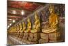 Rows of Gold Buddha Statues, Wat Suthat Temple, Bangkok, Thailand, Southeast Asia, Asia-Stephen Studd-Mounted Photographic Print