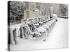 Rows of Hire Bikes in Snow, Notting Hill, London, England, United Kingdom, Europe-Mark Mawson-Stretched Canvas