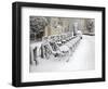 Rows of Hire Bikes in Snow, Notting Hill, London, England, United Kingdom, Europe-Mark Mawson-Framed Photographic Print